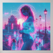 Italy Ethereal Dreamy Vaporwave Retrowave 35"x35" ポスター (正面)