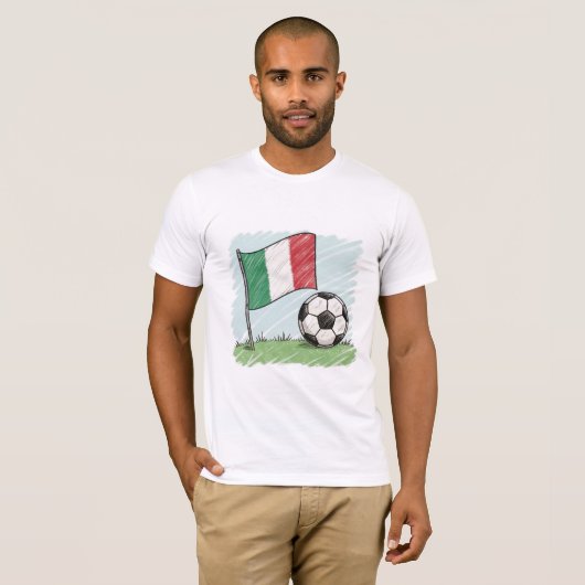 Italy flag and crayon-style soccer ball tシャツ (正面フル)
