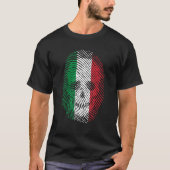 Italy Flag Fingerprint Skull Human Skeleton Head Tシャツ (正面)