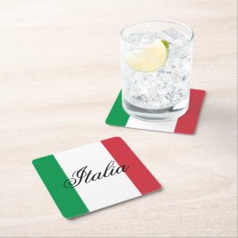 Italy Flag Italian Pride Europe Country スクエアペーパーコースター