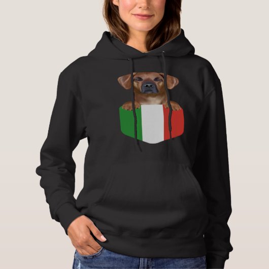 Italy Flag Rhodesian Ridgeback Dog In Pocket パーカ (正面)