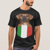 Italy Flag Rhodesian Ridgeback Dog In Pocket Tシャツ (正面)