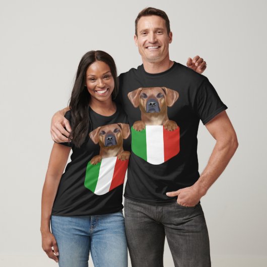 Italy Flag Rhodesian Ridgeback Dog In Pocket Tシャツ (ユニセックス)