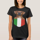 Italy Flag Rhodesian Ridgeback Dog In Pocket Tシャツ (正面)