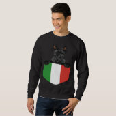 Italy Flag Scottish Terrier Dog In Pocket スウェットシャツ (正面フル)