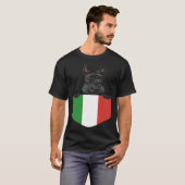 Italy Flag Scottish Terrier Dog In Pocket Tシャツ (正面フル)
