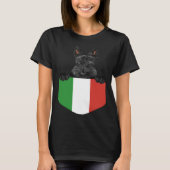 Italy Flag Scottish Terrier Dog In Pocket Tシャツ (正面)