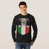 Italy Flag Whippet Dog In Pocket Tシャツ (正面フル)