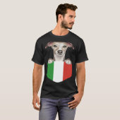 Italy Flag Whippet Dog In Pocket Tシャツ (正面フル)