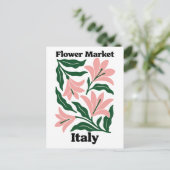 Italy Flower Market Pink Lily & Emerald Leaf ポストカード (スタンド正面)
