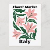 Italy Flower Market Pink Lily & Emerald Leaf ポストカード (正面)