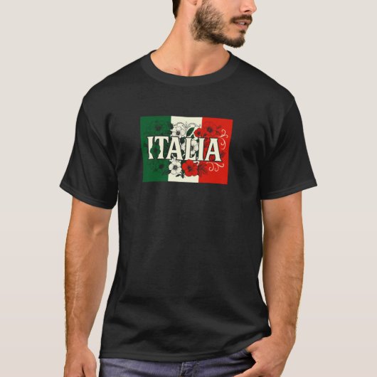 Italy Flowers Italian Flag Pride Tシャツ (正面)