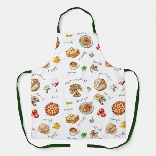 Italy Fun Food Chef Colorful エプロン (正面)