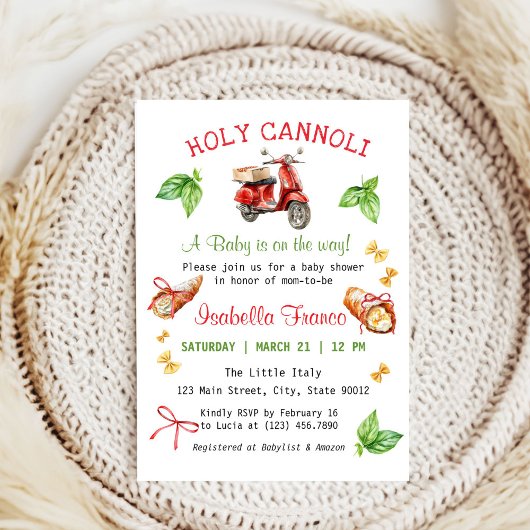 Italy Fun Holy Cannoli Baby Shower Invitation 招待状