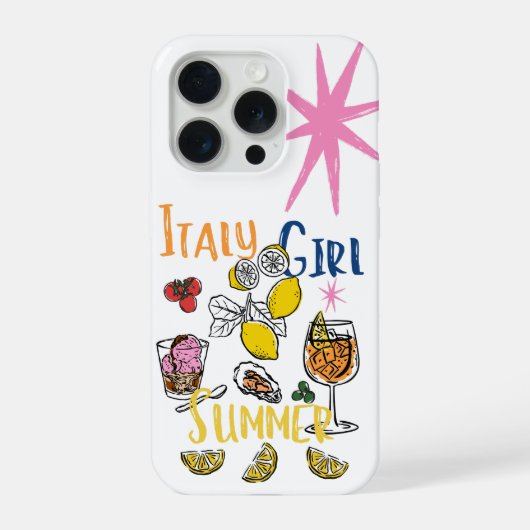 Italy Girl Summer Retro Mediterranean Lemon Gelato iPhoneケース (裏面)