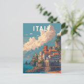 Italy Illustration Travel Art Vintage ポストカード (スタンド正面)