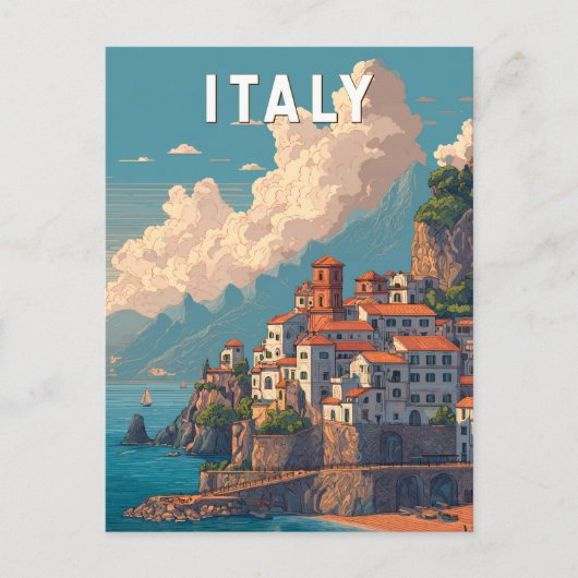 Italy Illustration Travel Art Vintage ポストカード (正面)