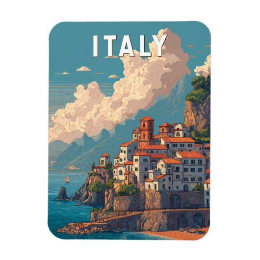 Italy Illustration Travel Art Vintage マグネット (縦)
