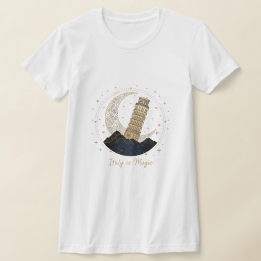 Italy is Magic T-Shirt - Elegant Leaning Tower Tシャツ (レイダウン)