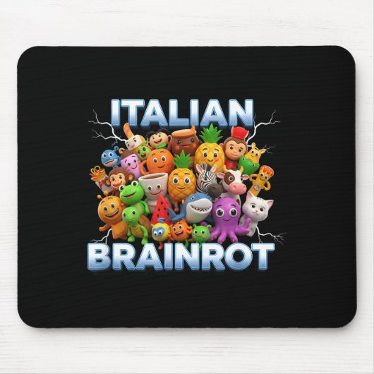 Italy Italian Brainrot Funny Meme Characters Trend マウスパッド (正面)