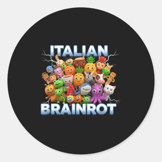 Italy Italian Brainrot Funny Meme Characters Trend ラウンドシール (正面)