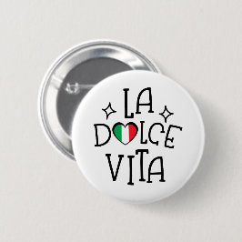 Italy Lover Gift La Dolce Vita Heart Flag 缶バッジ