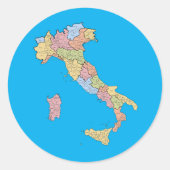 Italy Map Blue ラウンドシール (正面)