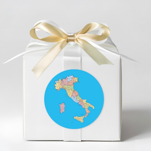 Italy Map Blue ラウンドシール