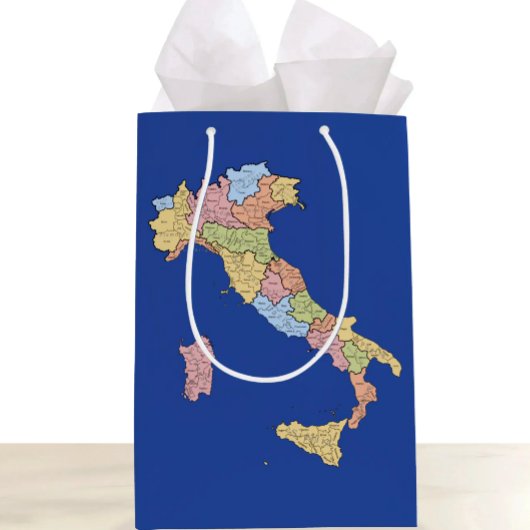Italy Map Gift Bag – Colorful Regional Design ミディアムペーパーバッグ