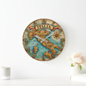 Italy Map Wall Vintage ラージ壁時計 (ホーム)