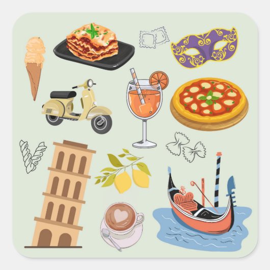 Italy Perfect Vacation スクエアシール (正面)