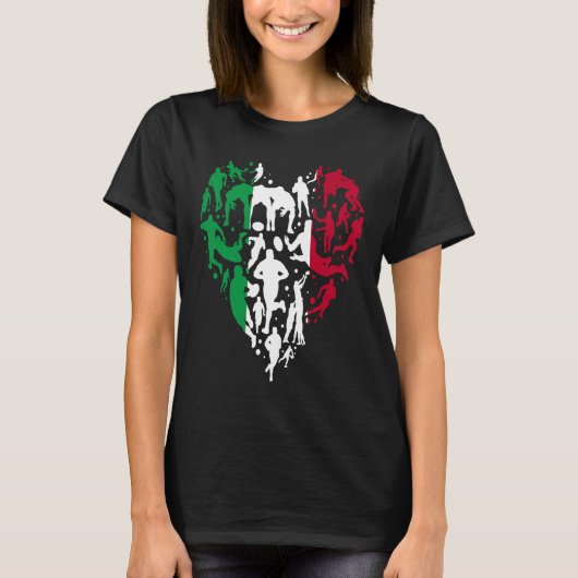 Italy Rugby Love Heart Italian Rugby Fan Tシャツ (正面)