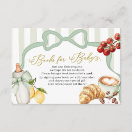 Italy Sage Green Coquette Stripes Books for Baby エンクロージャーカード