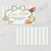 Italy Sage Green Coquette Stripes Diaper Raffle エンクロージャーカード (正面/裏面)