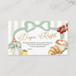 Italy Sage Green Coquette Stripes Diaper Raffle エンクロージャーカード