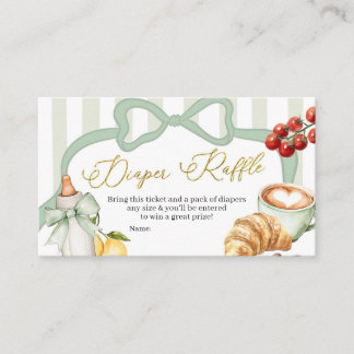 Italy Sage Green Coquette Stripes Diaper Raffle エンクロージャーカード