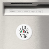 Italy Souvenir La Dolce Vita Heart Flag マグネット (インサイチュ (食洗機))