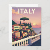 Italy Sunset Coastal Village Travel ポストカード (正面/裏面)