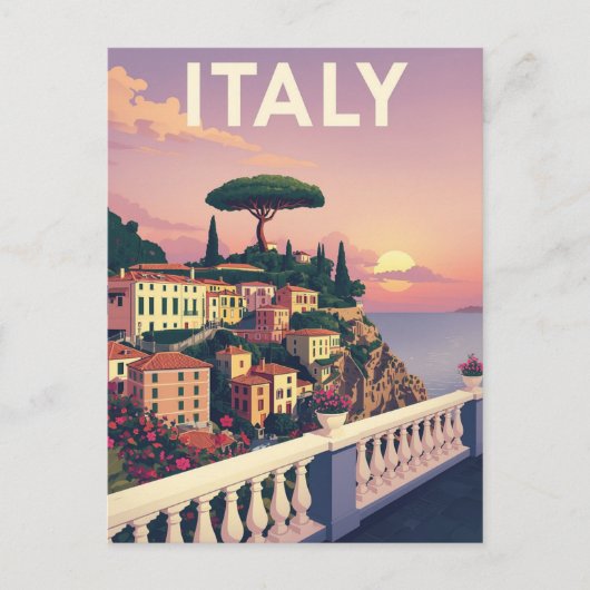 Italy Sunset Coastal Village Travel ポストカード (正面)