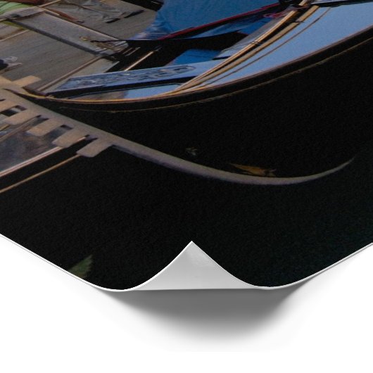 Italy, Venice, gondolas moored along canal ポスター (角)