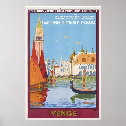 Italy Venice Vintage Travel Poster - Framed ポスター (正面)