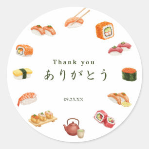 Itamae〈Sushi Chefs) collection ありがとう Japanese ラウンドシール