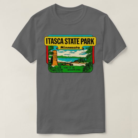 Itasca State Park Minnesota Vintage Travel Tシャツ (デザイン正面)