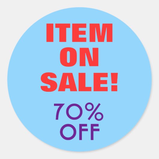 「ITEM ON SALE!」「70% OFF」ラウンドステッカー ラウンドシール (正面)