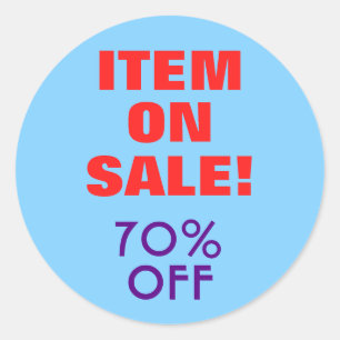 「ITEM ON SALE!」「70% OFF」ラウンドステッカー ラウンドシール