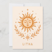 itha Celestial Sun Face Botanical Wreath Art カード (正面)