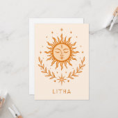 itha Celestial Sun Face Botanical Wreath Art カード (正面/裏面インサイチュ)