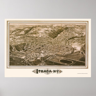 Ithaca, NYパノラママップ – 1882 ポスター