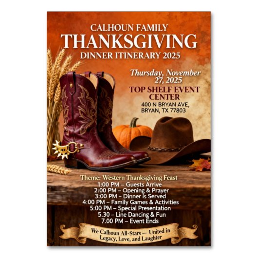 itinerary テーブルナンバー (正面)