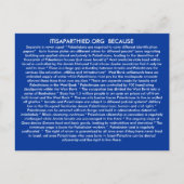 ITISAPARTHEID.ORG BECASUE ポストカード (正面)